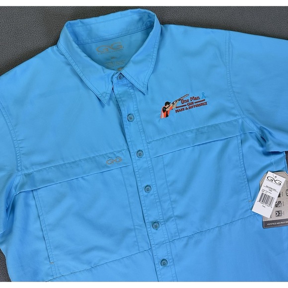 GameGuard Shirt Mens Large Blue Vented Microfiber Performance Fishing UPF New - Picture 1 of 7